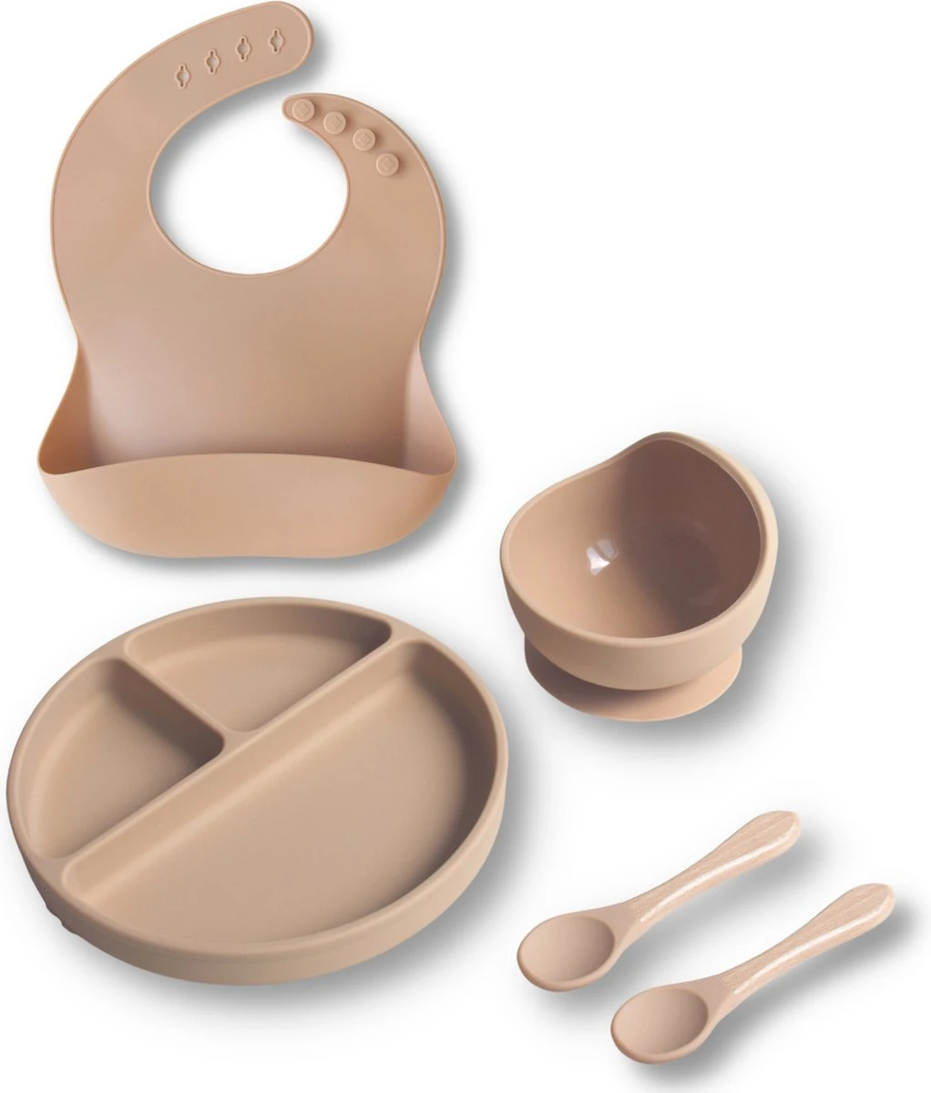 Kids Cultures | Kinderservies | Kinderbord En Kom Met Zuignap | Baby Servies | Beige