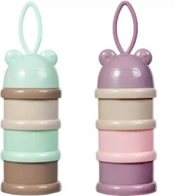 Jinius ® - Melkpoeder Doseerdoosjes - PAARS - Melkpoeder Bewaarbakjes - Melkpoeder Toren - Melkpoederdoos - Dispenser - 3 Lagen - BPA FREE -Babyproductenseries Winkel 1067x1200