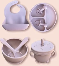 JUMPYTOYS - Kinderservies Met Zuignap - BPA Vrij- Babyservies - Baby Bestek - Babybox - Silliconen Eetset - 9 Delig - Babyshower - Pink -Babyproductenseries Winkel 1067x1200 3
