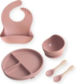 Kids Cultures | Kinderservies | Kinderbord En Kom Met Zuignap | Baby Servies | Oud Roze