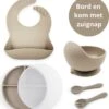 Ik Ben Zo Mooi Onbreekbaar Siliconen Kinderservies Met Zuignap Bordje Voor Baby En Kind - Set Van 6 Stuks - Doeskin Zand
