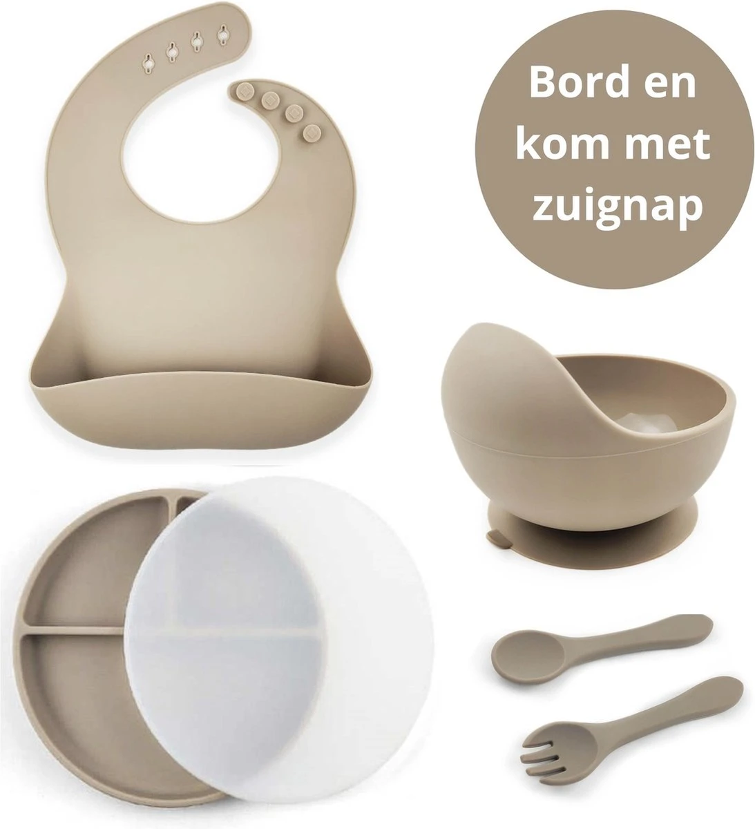 Ik Ben Zo Mooi Onbreekbaar Siliconen Kinderservies Met Zuignap Bordje Voor Baby En Kind - Set Van 6 Stuks - Doeskin Zand 1 Ik Ben Zo Mooi Onbreekbaar Siliconen Kinderservies Met Zuignap Bordje Voor Baby En Kind - Set Van 6 Stuks - Doeskin Zand