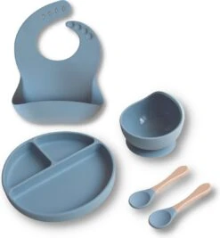 Kids Cultures | Kinderservies | Kinderbord En Kom Met Zuignap | Baby Servies | Blauw