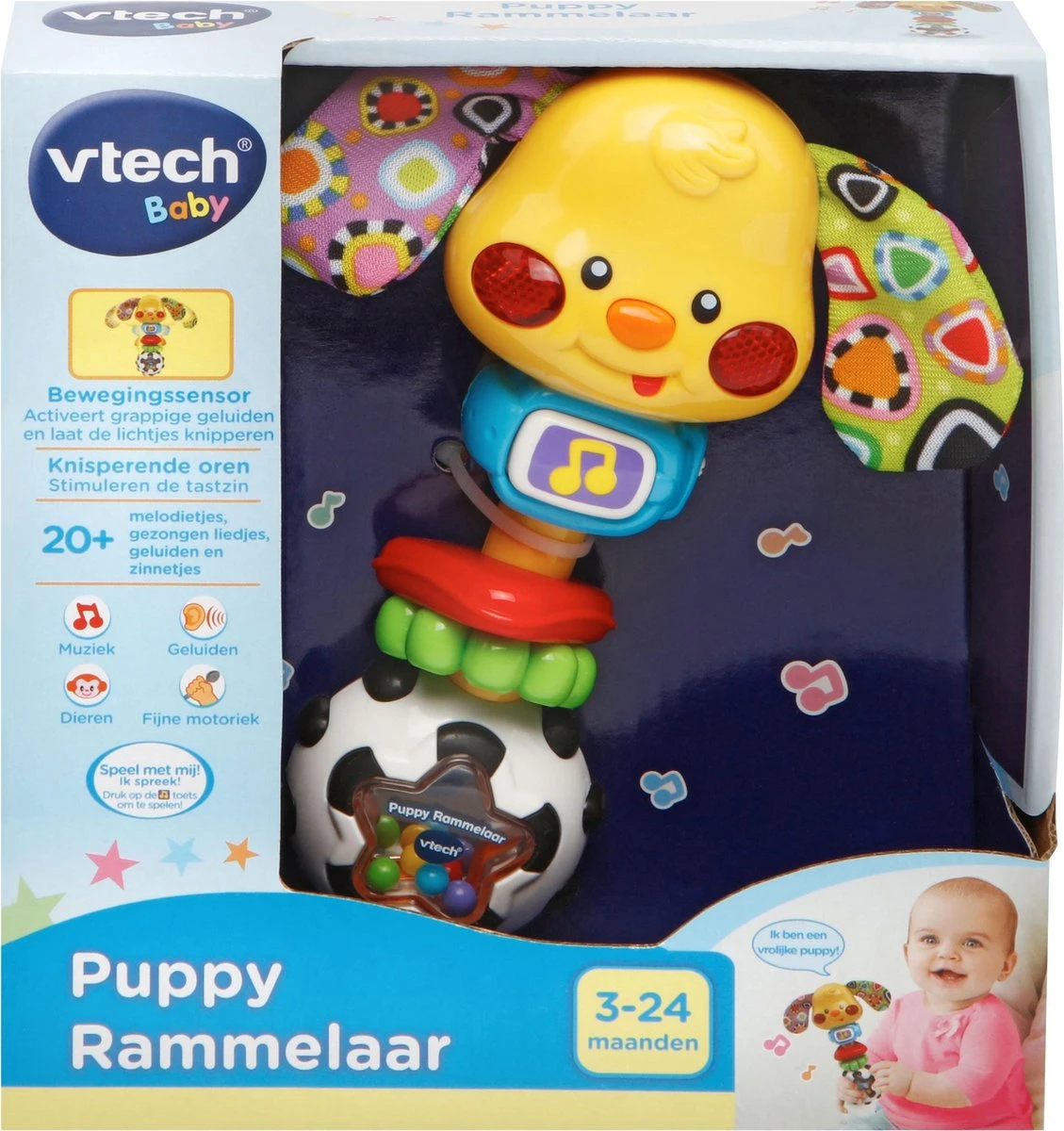 VTech Baby Puppy Rammelaar - Educatief Babyspeelgoed - 3 Tot 36 Maanden 3 VTech Baby Puppy Rammelaar - Educatief Babyspeelgoed - 3 Tot 36 Maanden - Afbeelding 3