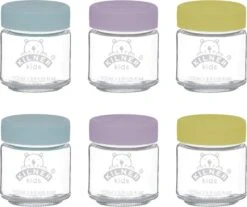 Kilner - Set Van 6 Voorraadpotten Voor Babyvoeding - Glas - Silicone Deksels - 6 X 110 Ml