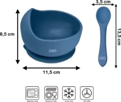 JU&MP Kommetje Met Lepel - Baby - Kinderservies - Zuignap - Onbreekbaar - Donkerblauw -Babyproductenseries Winkel 1200x1015 3