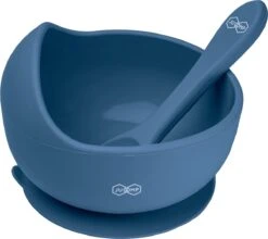 JU&MP Kommetje Met Lepel - Baby - Kinderservies - Zuignap - Onbreekbaar - Donkerblauw