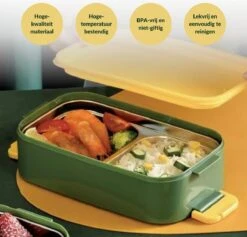 Buxibo - Multifunctionele Stapelbare Lunch Box - Bento Box - Lekvrije Voedsel Container Met Handvat - 4-Laags - Anti - Overflow - Geïsoleerde Maaltijd Box Voor Werk/Kantoor/School - Roestvrijstaal - Groen - 2800ML -Babyproductenseries Winkel 1200x1150 2