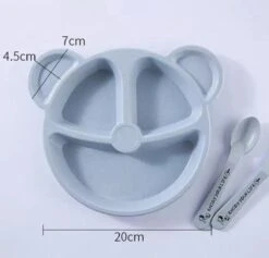 Babyloe - Baby - Beervorm - Blauw -BPA Vrij - Bord 3-delig - Baby Servies