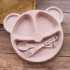 Babyloe - Baby - Beervorm - Roze - BPA Vrij - Bord 3-delig - Baby Servies