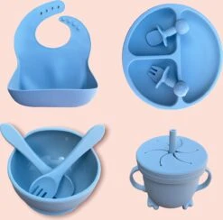 JUMPYTOYS - Kinderservies Met Zuignap - BPA Vrij- Babyservies - Baby Bestek - Babybox - Silliconen Eetset - 9 Delig - Babyshower - Blauw -Babyproductenseries Winkel 1200x1186 3