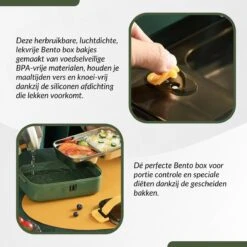 Buxibo - Multifunctionele Stapelbare Lunch Box - Bento Box - Lekvrije Voedsel Container Met Handvat - 4-Laags - Anti - Overflow - Geïsoleerde Maaltijd Box Voor Werk/Kantoor/School - Roestvrijstaal - Groen - 2800ML -Babyproductenseries Winkel 1200x1200 318