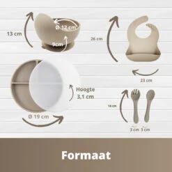 Ik Ben Zo Mooi 8-delige Siliconen Kinderservies Set Met Bord En Kom Met Zuignap - Doeskin Zand -Babyproductenseries Winkel 1200x1200 358