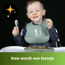 Ik Ben Zo Mooi 7-delige Siliconen Kinderservies Set Met Bord En Kom Met Zuignap - Sage Groen -Babyproductenseries Winkel 1200x1200 406