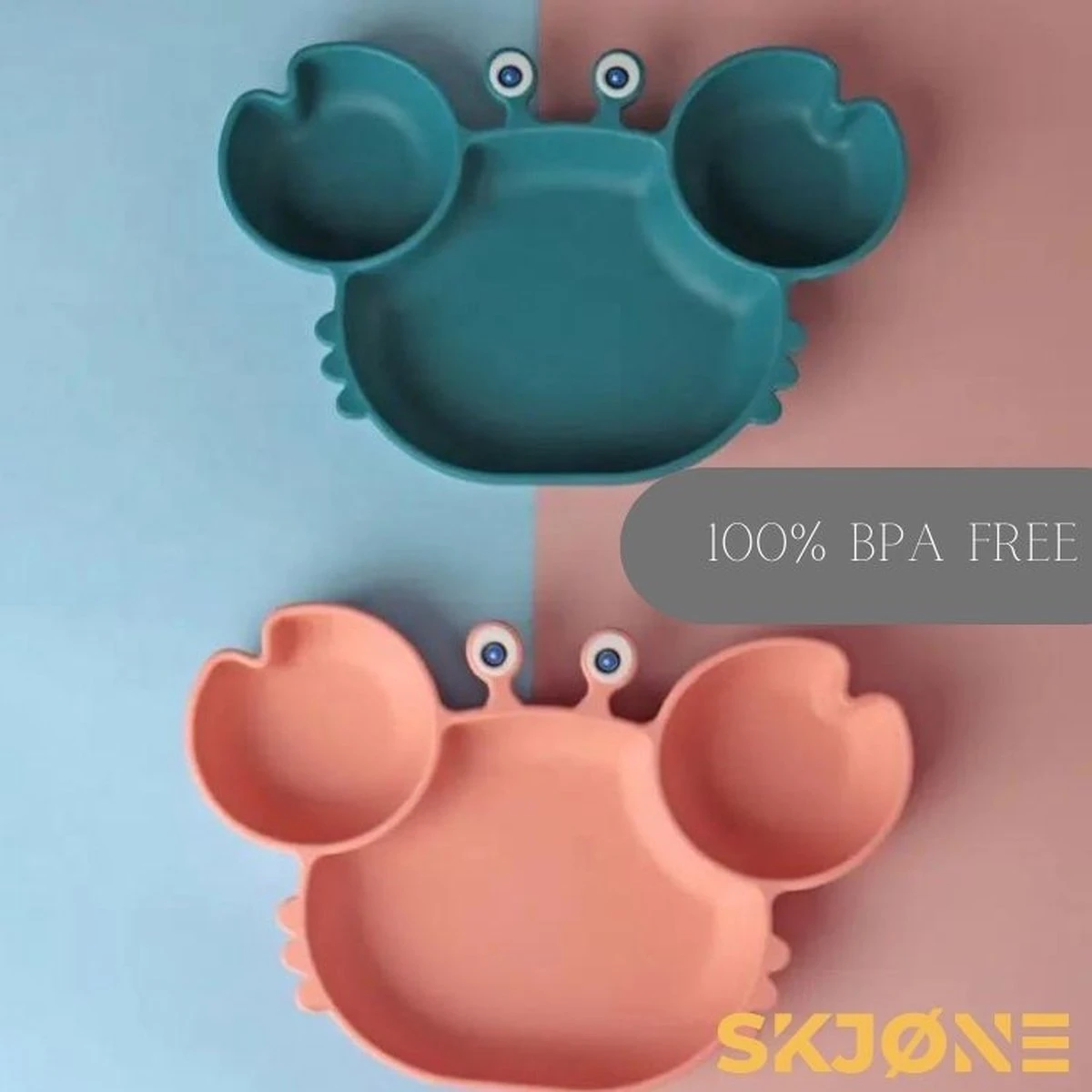 SKJØNE - Babyservies - Kinderservies - Krab - Blauw - Siliconen Met Zuignap - BPA Free - Babybord - Kinderbord - Babybestek - Kinderbestek 2 SKJØNE - Babyservies - Kinderservies - Krab - Blauw - Siliconen Met Zuignap - BPA Free - Babybord - Kinderbord - Babybestek - Kinderbestek - Afbeelding 2
