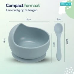 Zigla - Baby Bestek – Baby Servies – Bord Met Zuignap – Kinderbord – Bordje Met Zuignap – Incl. Lepel – Blauw -Babyproductenseries Winkel 1200x1200 437