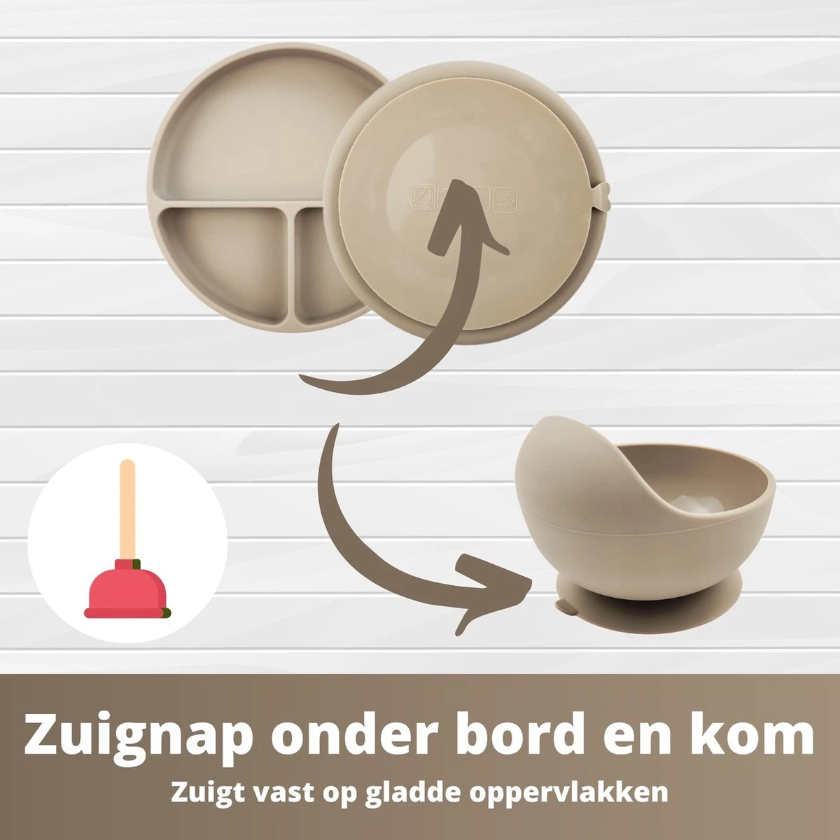 Ik Ben Zo Mooi Onbreekbaar Siliconen Kinderservies Met Zuignap Bordje Voor Baby En Kind - Set Van 6 Stuks - Doeskin Zand 3 Ik Ben Zo Mooi Onbreekbaar Siliconen Kinderservies Met Zuignap Bordje Voor Baby En Kind - Set Van 6 Stuks - Doeskin Zand - Afbeelding 3