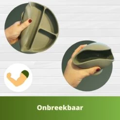 Ik Ben Zo Mooi 8-delige Siliconen Kinderservies Set Met Bord En Kom Met Zuignap - Sage Groen -Babyproductenseries Winkel 1200x1200 487