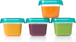 OXO Tot Babyvoeding Diepvriesbakjes - Bewaarbakjes Met Deksel -4x180 Ml- Teal -Babyproductenseries Winkel 1200x666