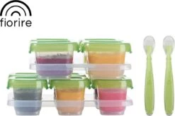 Fiorire Babyvoeding Bewaarbakjes Met 2 Gratis Lepels - BPA Vrij - Diepvriesbakjes - 4 X 120 Ml - 6 X 60 Ml