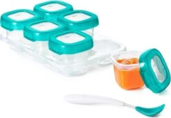 OXO Tot Babyvoeding Diepvriesbakjes - Babyvoeding Bewaarbakjes Met Deksel - 6x60 Ml- Teal -Babyproductenseries Winkel 1200x827 2