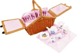 Picknickmand Speelgoed - Picknickset Speelgoed - Picknickmand Kind - Vanaf 3 Jaar - Picknickmand - Picknickmand 4 Personen - Rieten Mand - Rieten Mand Met Hengsel - Picknick - Picnicmand - 25 Delig