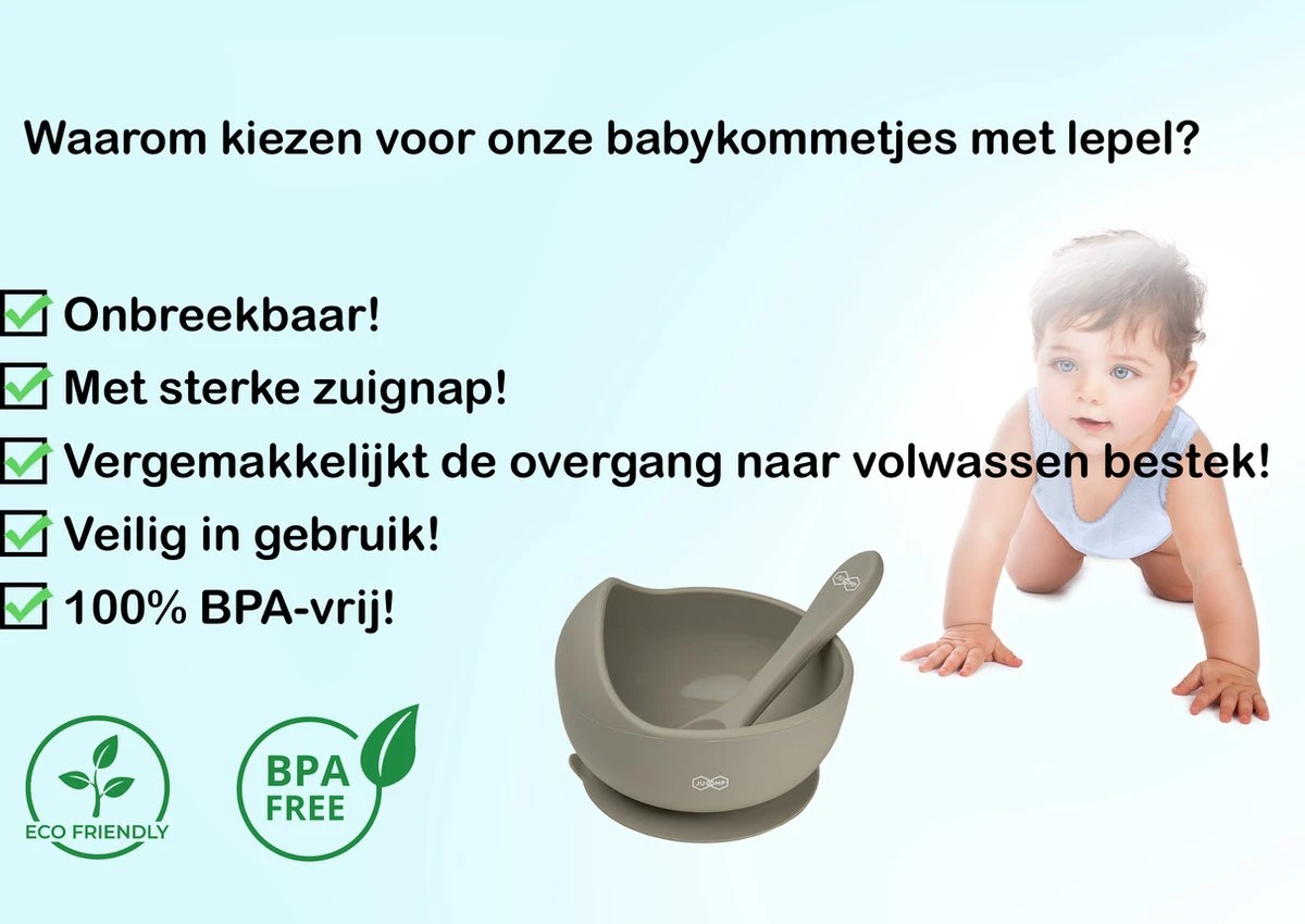JU&MP Kommetje Met Lepel - Baby - Kinderservies - Zuignap - Onbreekbaar - Grijs 2 JU&MP Kommetje Met Lepel - Baby - Kinderservies - Zuignap - Onbreekbaar - Grijs - Afbeelding 2