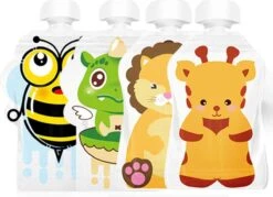 GEAR 3000® Hervulbare Knijpzakjes - Herbruikbaar - Knijpfruit - 4 Stuks Assorti