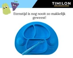 Timilon Kinderbord - Baby Servies - Met Zuignappen - Met Lepeltje - Blauw -Babyproductenseries Winkel 1200x960