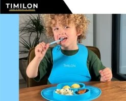 Timilon Kinderbord - Baby Servies - Met Zuignappen - Met Lepeltje - Blauw -Babyproductenseries Winkel 1200x960 3