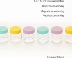 Kilner - Set Van 6 Voorraadpotten Voor Babyvoeding - Glas - Silicone Deksels - 6 X 110 Ml -Babyproductenseries Winkel 1200x974 1