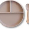 Kids Cultures | Baby Bord Met Zuignap Incl. Lepel | Kinderbord | Baby Bord | Kinderservies | Taupe