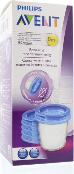 Philips Avent SCF619/05 Bewaarbekers Voor Babyvoeding - 180 Ml - 5 Stuks -Babyproductenseries Winkel 515x1200