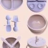 JUMPYTOYS - Kinderservies Met Zuignap - BPA Vrij- Babyservies - Baby Bestek - Babybox - Silliconen Eetset - 9 Delig - Babyshower - Pink