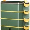 Buxibo - Multifunctionele Stapelbare Lunch Box - Bento Box - Lekvrije Voedsel Container Met Handvat - 4-Laags - Anti - Overflow - Geïsoleerde Maaltijd Box Voor Werk/Kantoor/School - Roestvrijstaal - Groen - 2800ML