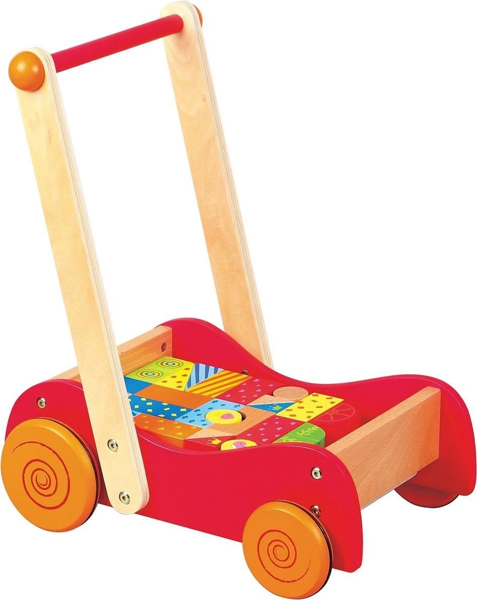 Lelin Toys - Duw En Loopwagen Met 30 Gekleurde Blokken 1 Lelin Toys - Duw En Loopwagen Met 30 Gekleurde Blokken